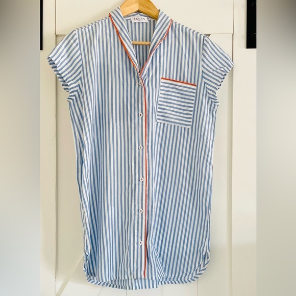 Salua Lingerie Shawl Collar Striped Boyfriend Shirt - Picture 3 of 7